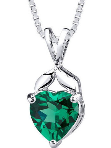 5.66Ct Created Emerald Heart Cut Pendant Necklace 925 Sterling Silver w/ Chain 