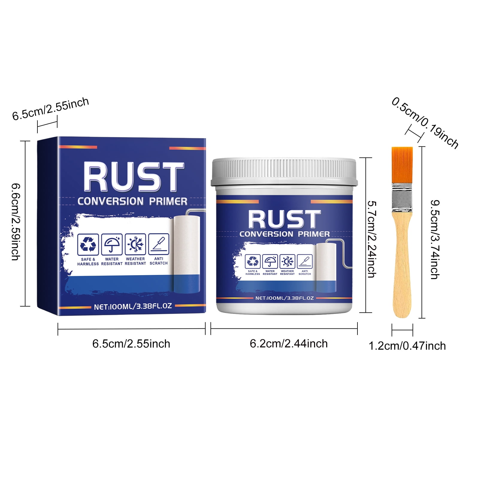 Alvantor Rust Converter & Metal Primer, Water-Based Corrosion Remover for Iron Railings & Brackets, Blue