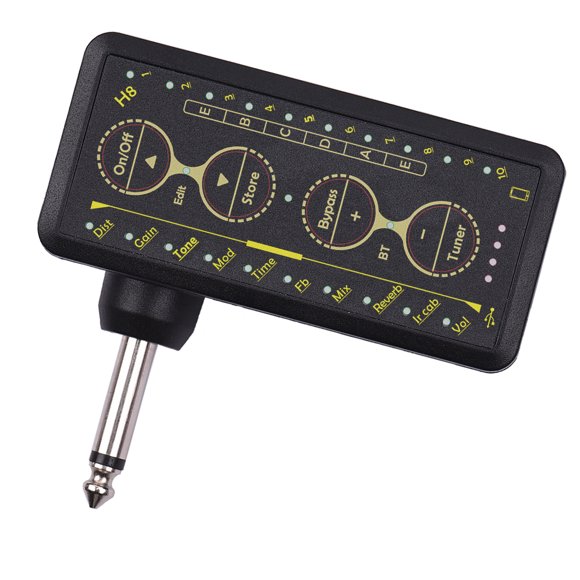 Yeacher Multi-effects Guitar Headphone Amplifier Rechargeable Pocket Headphone Guitar Amp with 3.5mm Jack 10 Preamp Chorus Phaser Reverb Delay Tuner for Practice