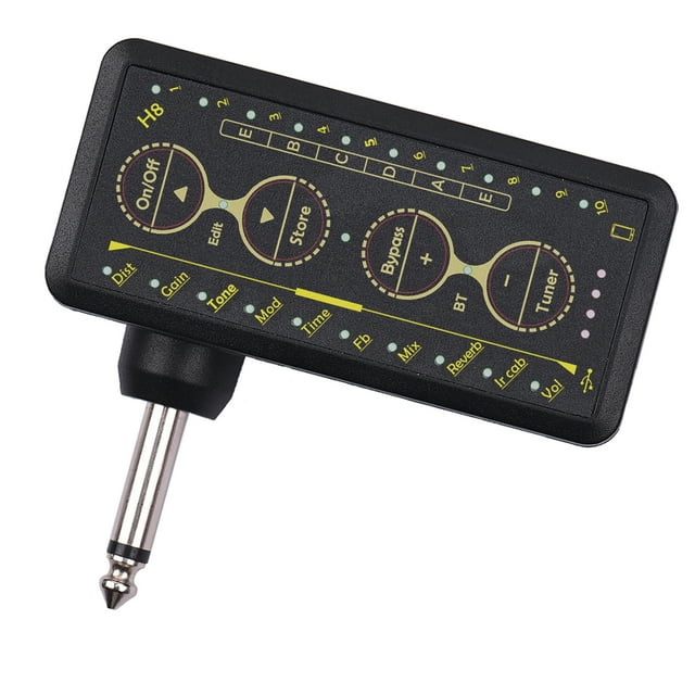 Graflsoa H8 Gold Mini Ampli Guitare avec Multi-Effets, Lecture Sans Fil, et Enregistrement Mobile, Volume Réglable, Mode Bypass, Autonomie de 5-6 Heures
