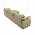 thumbnail image 4 of Modern L-shaped Sectional Sofa with Tan Corduroy and One Footrest (220×80×75cm), 4 of 14