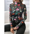 thumbnail image 4 of Womens Mesh Long Sleeve Tops Mock Neck Going Out See Through Shirts Sheer Blouses Clubwear Colorful XL, 4 of 8