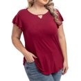 thumbnail image 4 of QINCAO Plus Size Tops for Women Summer Ruffle Short Sleeve Womens Blouses Tunic Loose T Shirts,4XL(28), 4 of 7