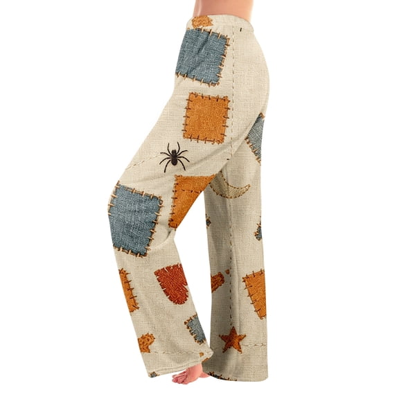 Trgacdwlo Halloween Fleece Pajama Pants for Women Cat Pumpkin Print Fuzzy Pajama Pants Women Spooky Season Fall Winter Warm Womens Sleep Pants