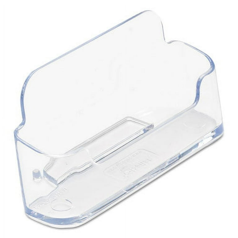 Horizontal Business Card Holder, Holds 50 Cards, 3.88 x 1.38 x 1.81, Plastic, Clear Horizontal Business Card Holder, Holds 50 Cards, 3.88 x 1.38 x 1.81, Plastic, Clear