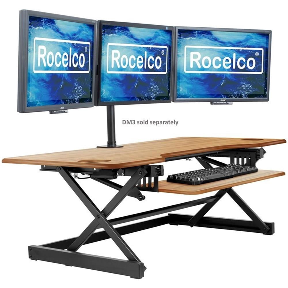 Pemberly Row Large Height Adjustable Standing Desk Converter - Teak Wood Grain