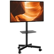RTVR Modern Rolling TV Stand Mobile TV Cart for 32 to 65 inch Flat Panel Screens, Swivel Black