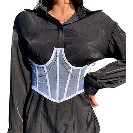 

Women s Waist Shapers Corset Sexy Chain Perspective Mesh Shapewear Girdle for Vacation Party Travelling