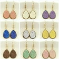 thumbnail image 2 of Women's Gold Plated Resin Druzy Teardrop Earrings Faux Drusy Drop Hook Earrings, 2 of 8