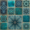 thumbnail image 2 of Haase, Andrea 26x26 Gold Ornate Wood Framed with Double Matting Museum Art Print Titled - Faded Luxury Teal Tiles, 2 of 4