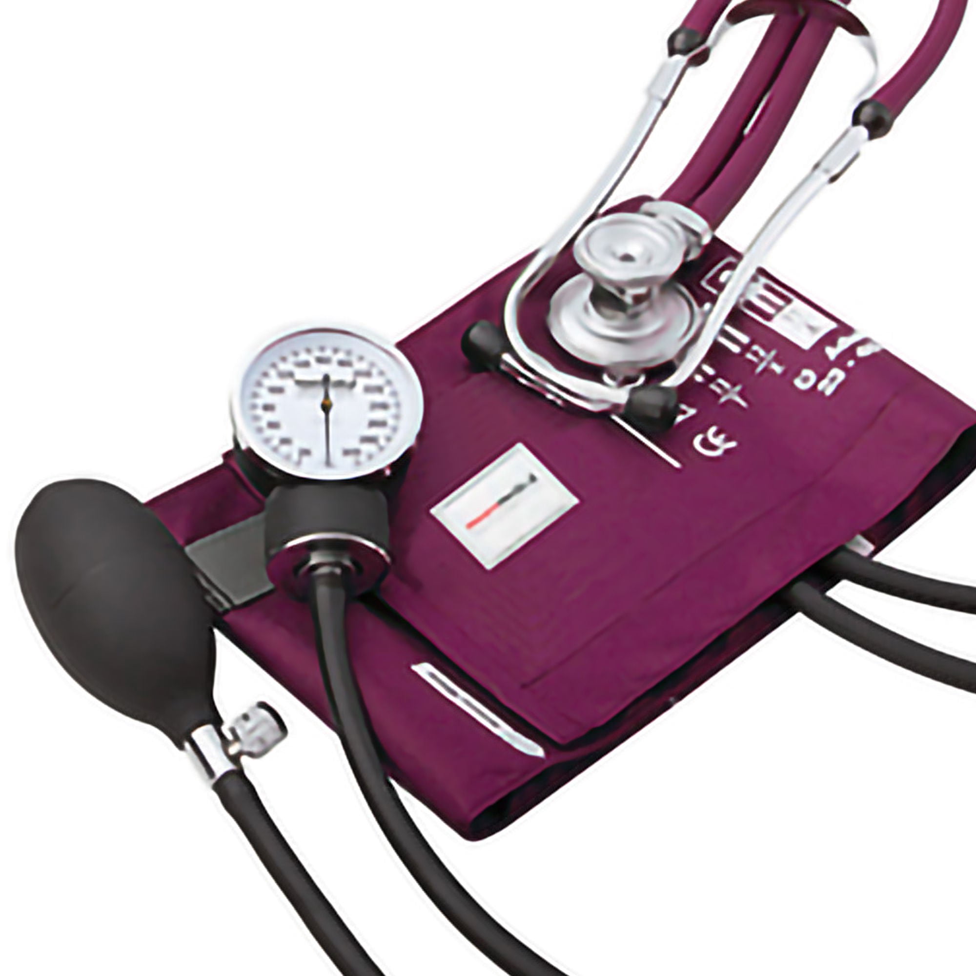 McKesson Adult Magenta Pocket Aneroid Reusable Aneroid / Stethoscope Set 2-Tubes 768-641-11AMMM 1 Each
