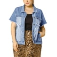 thumbnail image 3 of GRACE & GRANDEUR Women's Plus Size Short Sleeve Denim Jacket with Pockets, 3 of 4