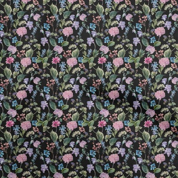 oneOone Polyester Spandex Black Fabric Floral Craft Projects Decor Fabric Printed By The Yard 56 Inch Wide