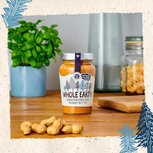 Whole Earth Organic Smooth Peanut Butter 340g, British Import (Pack of 2)