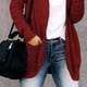thumbnail image 4 of Cárdigan manga larga bolsillo color puro moda casual dobladillo curvado tops para mujer, 4 of 6