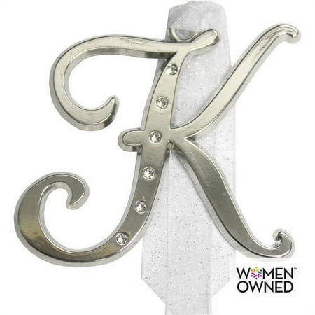 Gloria Duchin Silvertone Initial with Swarovski Crystals