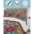 thumbnail image 4 of Quilts Full Size, Boho Teal Flower Soft Comforter Bedding Set for Bed, Spring Bohemia Chic Red Yellow Floral Lightweight Quilted Bedspread with Pillow Cover(2 Pieces) for All Season, 78x90 Inch, 4 of 6