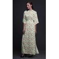 thumbnail image 3 of Bimba Rayon Leaves & Magnolia Floral Smocked Waist Printed Gown Maxi Side Slit LadiesÂ&nbsp;Dress-XXX-Large, 3 of 6
