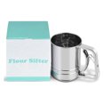 thumbnail image 4 of Silver. Semi-automatic hand-pressed stainless steel flour sieve (large), 4 of 14