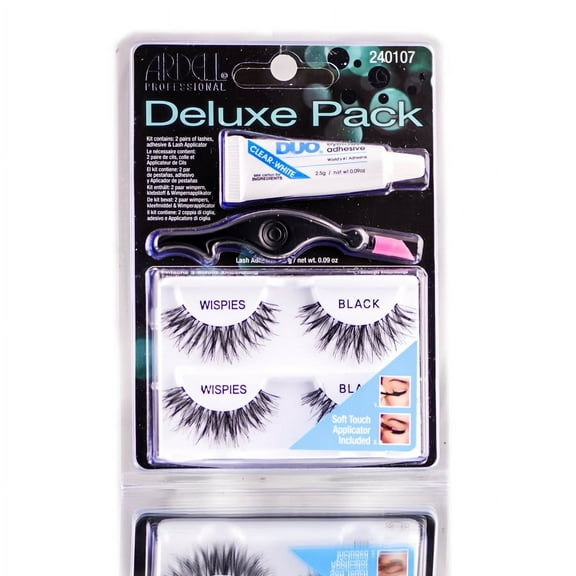 Ardell Deluxe Pack, Wispies Lashes with Applicator and Eyelash Adhesive, 1 Set