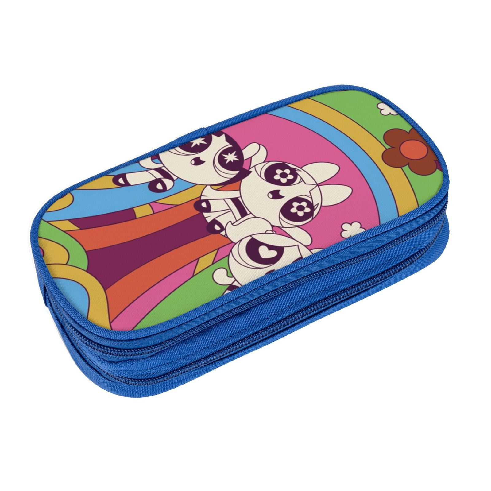 The Powerpuff Gi-rls Pencil Case Large Capacity Pencil Pouch Penbag Office Stationery Organizer Travel Makeup Bag Blue