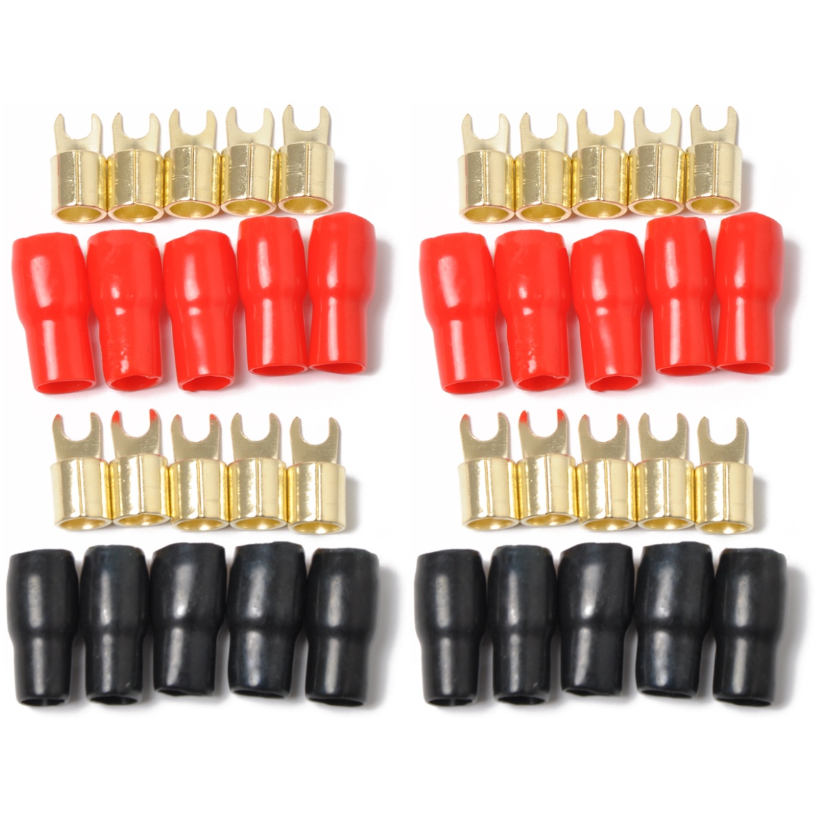 Etereauty Terminal Spade Crimp Speaker Barrier Spades Adapters 4 Gauge Plugs Wire Cable Plug