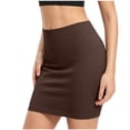 thumbnail image 5 of Women's Basic Elastic High Waist Bodycon Pencil Skirt Casual Ribbed Knit Short Skirt Fashion Streetwear Khaki M(M), 5 of 7