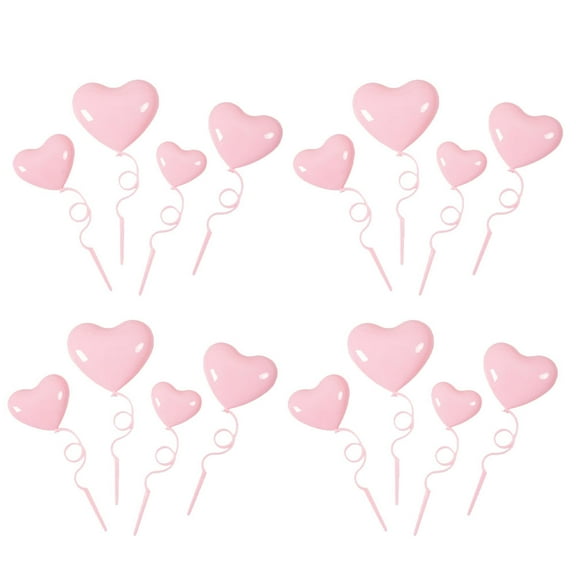 COSMOBETTY Pink Heartshaped Cake Picks for Birthday Parties and Decorations Plastic Safe for Cupcake Topping 40 Pieces