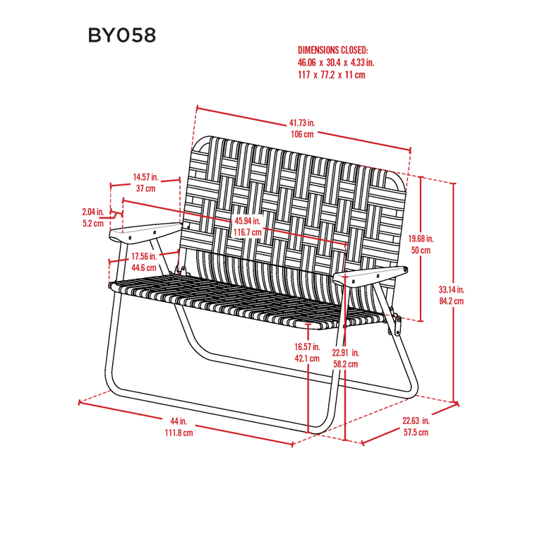 Folding Web Strap Loveseat