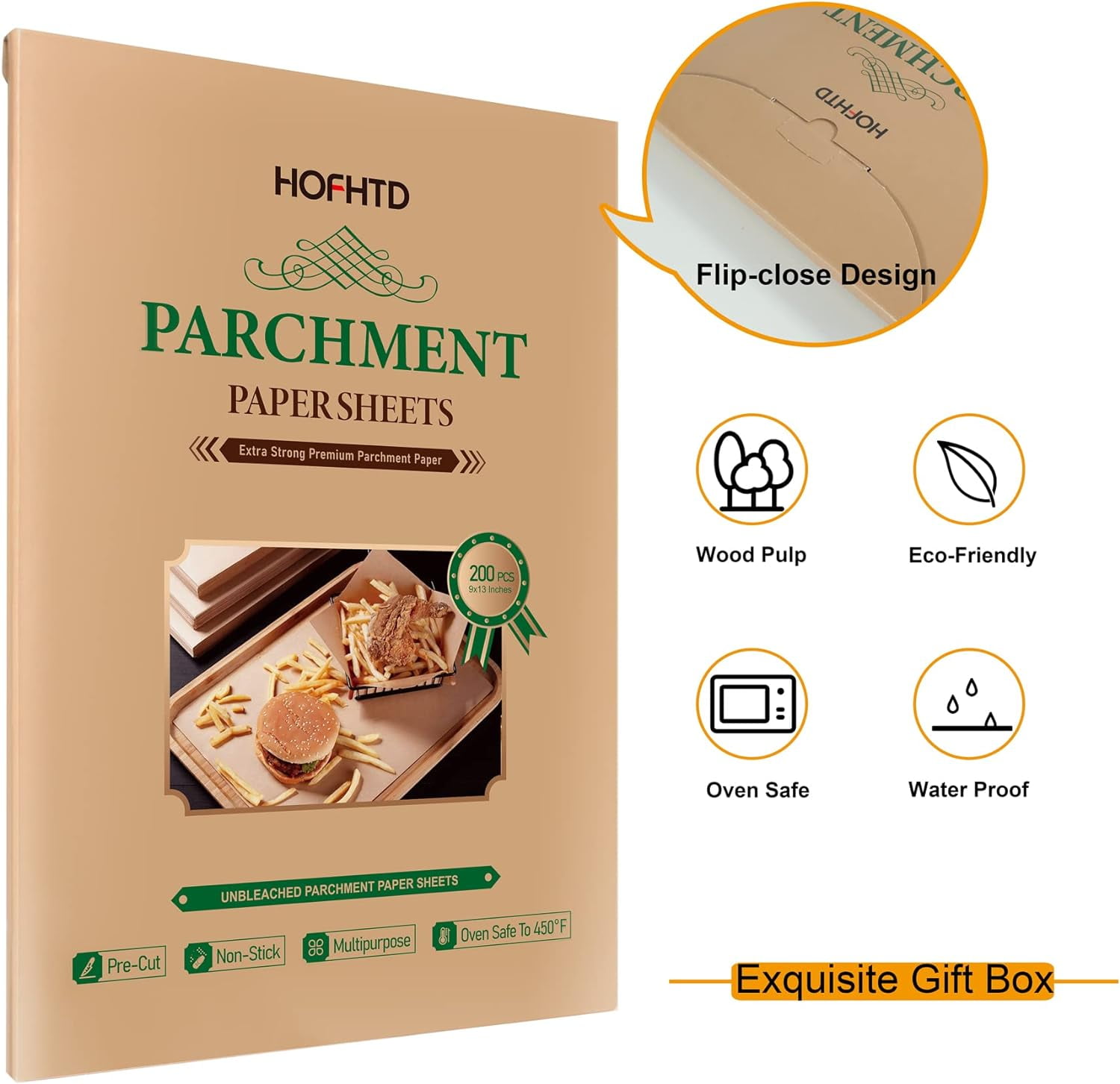 200 Pcs Parchment Paper Sheets 9 x 13 Inches, Precut Parchment Paper for Baking, Air Fryer Disposable Paper Liner, Non-Stick Cooking Papers for Grilling, Frying, Steaming