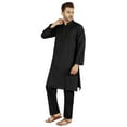 thumbnail image 3 of Atasi Indian Mens 2 Piece Kurta Pajama Set Henley NeckÂ&nbsp;Casual Long Kurta, 3 of 7