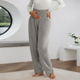 thumbnail image 2 of Fiaer Maternity Pajamas Pants Plus Size Warm Pregnancy Pants High Waisted Loungewear Wide Leg Trousers Dark Gray XXL, 2 of 5