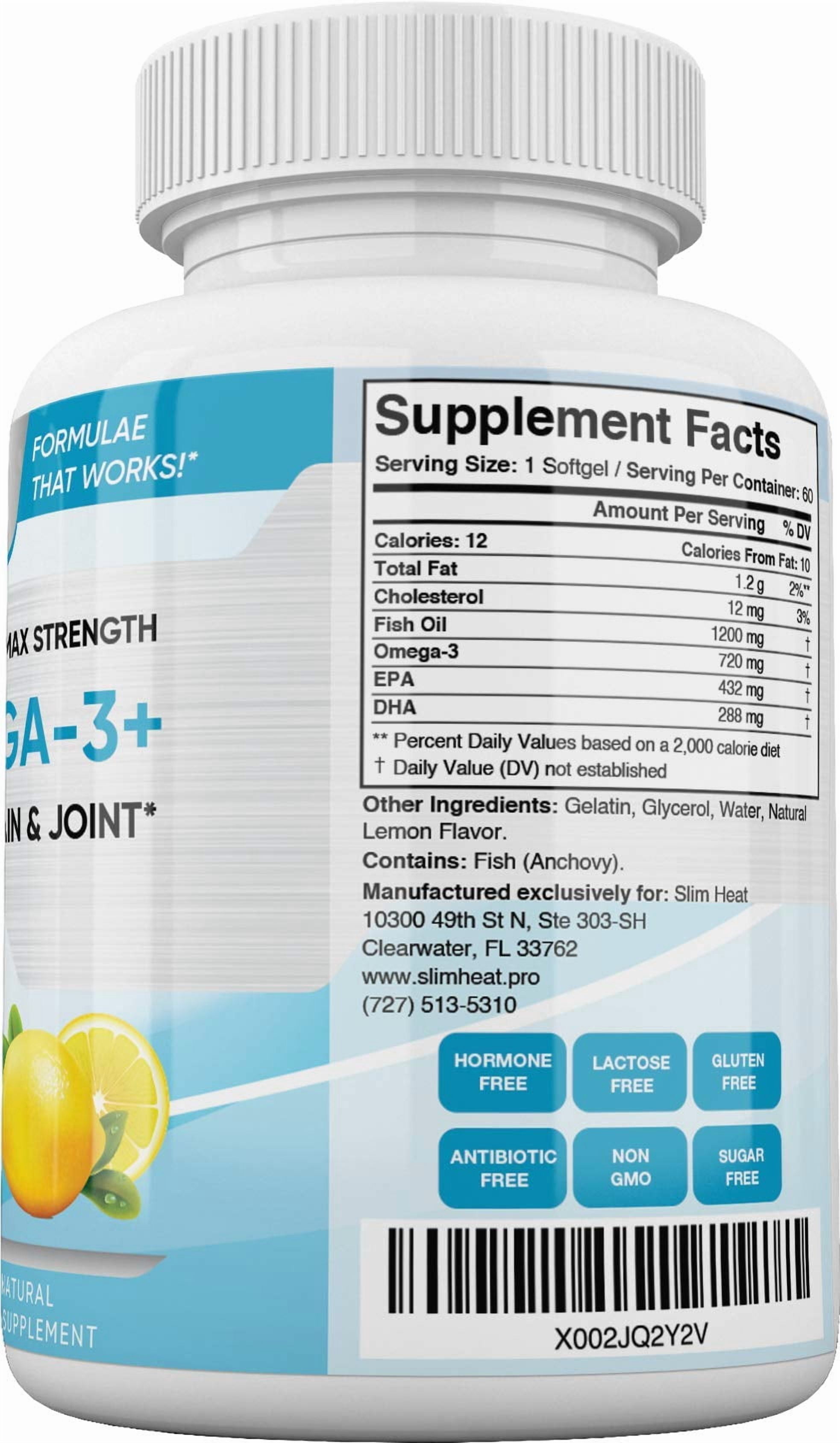 Omega-3 Fish Oil Supplement with EPA & DHA, Lemon Flavor, High Potency Softgels, Supports Heart & Brain Health, Non-GMO, Made in USA