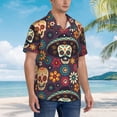 thumbnail image 2 of Lsque Skulls and Flowers pattern Hawaiian Shirt for Men, Unisex Summer Beach Casual Short Sleeve Button Down Shirts-XX-Large, 2 of 9