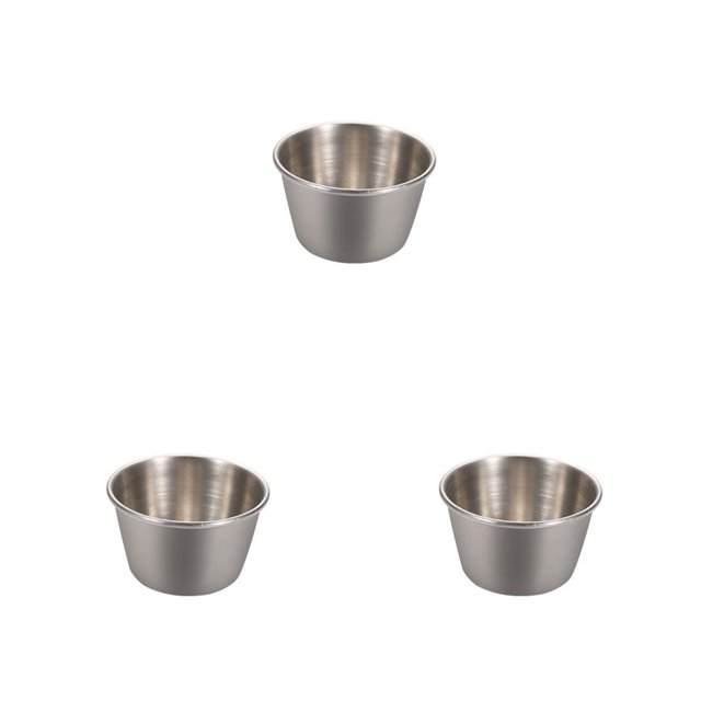 Ounissouiy Taza de salsa para mojar, vajilla de acero inoxidable 304, porción de condimento de 4oz, mermeladas de bebida, de condimento Type1 NO1