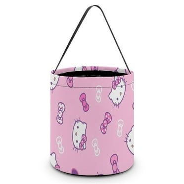 Hello Kitty Halloween Trick or Treat Bags Halloween Candy Reversible Canvas Buckets Tote Bags Multipurpose Portable Bags Halloween Tote Bags with Handles Halloween Party Supplies