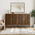 thumbnail image 3 of Walnut Sideboard Buffet Cabinet With Storage,Fluted Sideboard with Grille-Striped Doors,Accent Cabinet with Doors,Credenzas for Living Room,Dining Room,Kitchen, 3 of 7