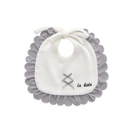 Cute Cotton Burp Cloth Triangle Round Lace Bow Princess Super Soft Baby Feeding Drool Bibs StyleE White One Size