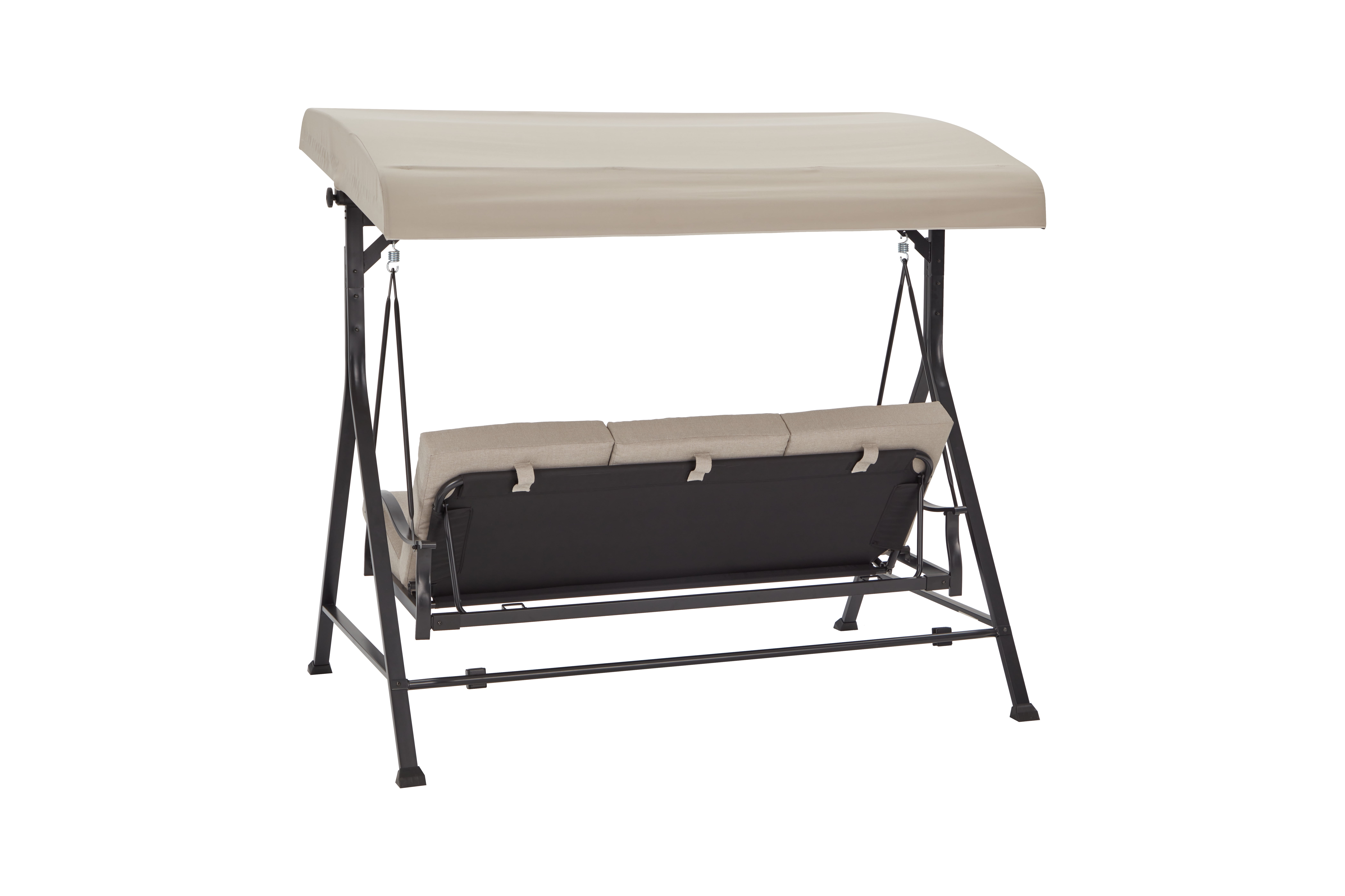 Mainstays Belden Park 3 Person Convertible Daybed Outdoor Steel Porch Swing with Canopy Beige Walmart