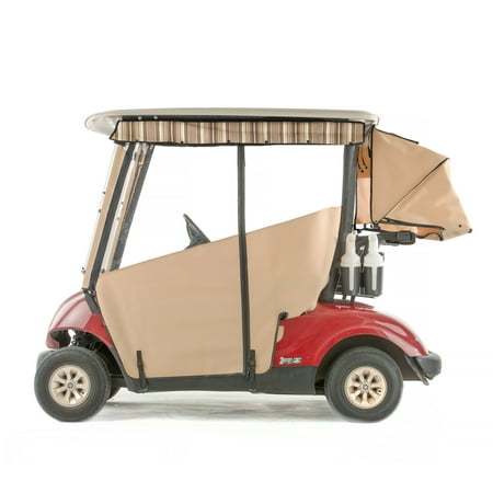 Navy Regimental - Yamaha G29 Drive Golf Cart PRO-TOURING Sunbrella Track Enclosure - Linen