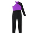 thumbnail image 4 of Sholeno Girls Sparkle Long Sleeve Unitard Kids Full Body Leotard One Piece Jumpsuit One Shoulder Dancewear Purple 16, 4 of 6