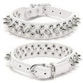 thumbnail image 1 of Collier pour Chien en Cuir avec Rivets à Pointes pour Chats Chiots Petits Moyens Animaux Blanc TP 30*2.5CM, 1 of 7