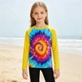 thumbnail image 4 of lnmuld Unisex Kids Raglan Long Sleeve Sun Protection Top Swirl Tie Dye UV Rash Guard Swim Shirt for Boys Girls Yellow,9-10 Years, 4 of 5