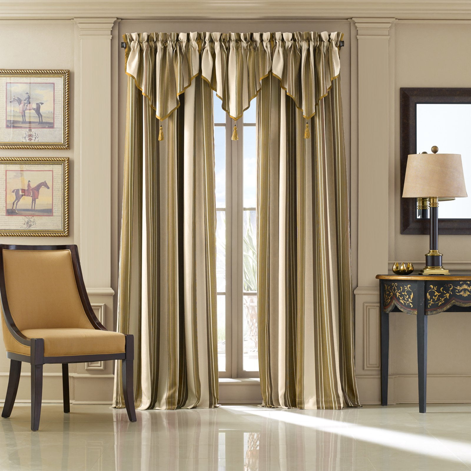 Five Queens Court Jackson Striped Rod Pocket Window Drapery - Walmart.com