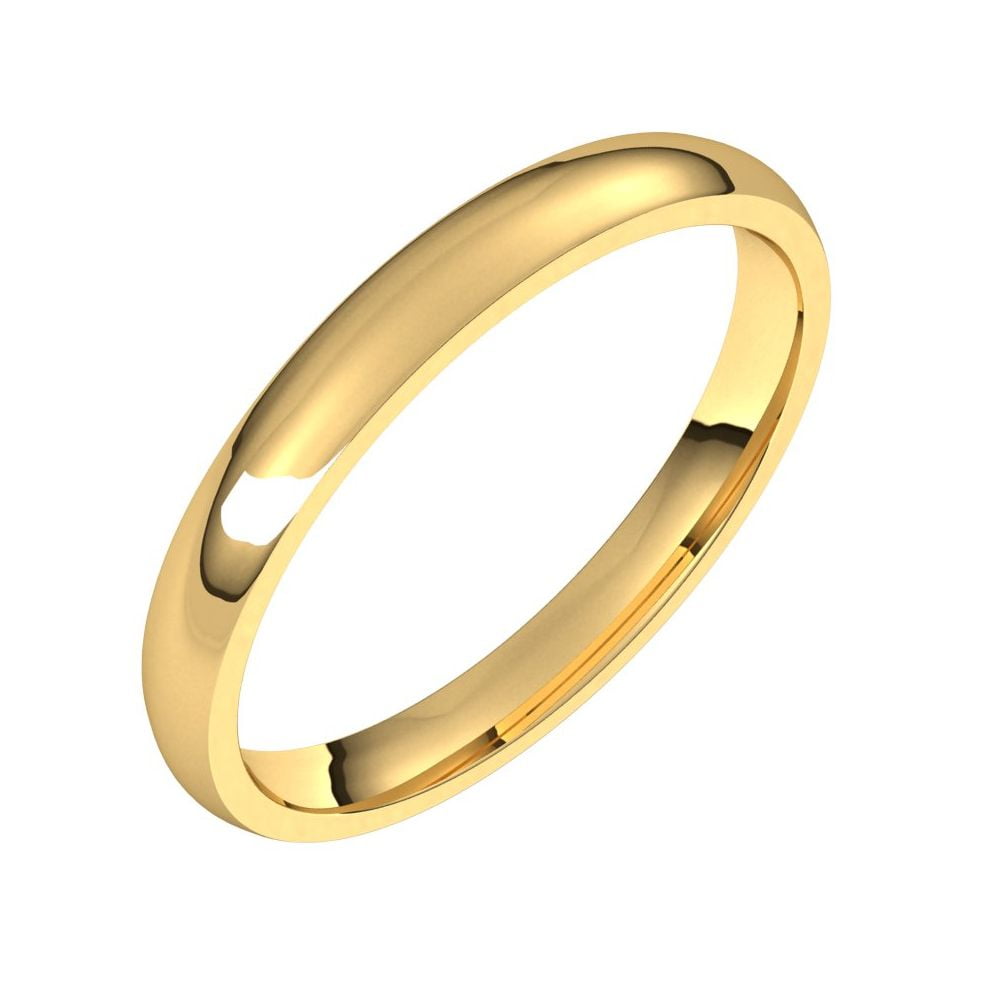14k yellow Solid Gold Wedding Band 3mm Half Round Dome Comfort Fit Ring 
