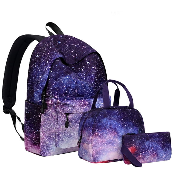 Petmoko Starry Women's Backpack Fashion Waterproof Multi-layer Pocket Student Bag,3Pcs/Sets Canvas School Backpacks for College