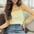 thumbnail image 2 of PMVFHDE Women Long Sleeve Tops Sheer Mesh Blouse Layering Tunic Casual Loose Fit Shirt, 2 of 3