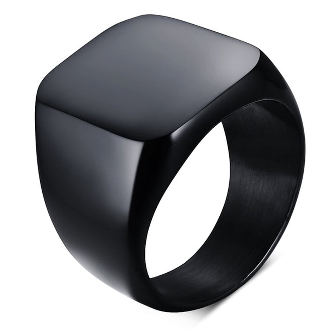 3Pcs Signet Ring Set for Men Stainless Steel Biker Band Rings Wide Black Stone Rings for Boy Signet Ring Set Size 9 