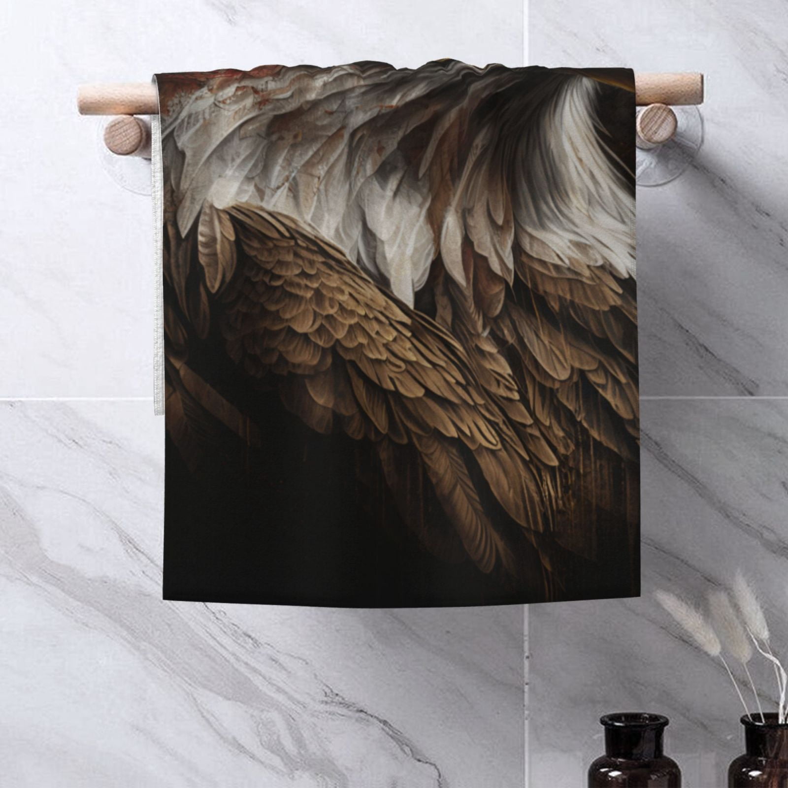 American Flag Bald Eagle USA 27.5" x 16" Ultra Soft Hand Towel, Face Wash Cloth for Bathroom, Gym, Travel, Pool