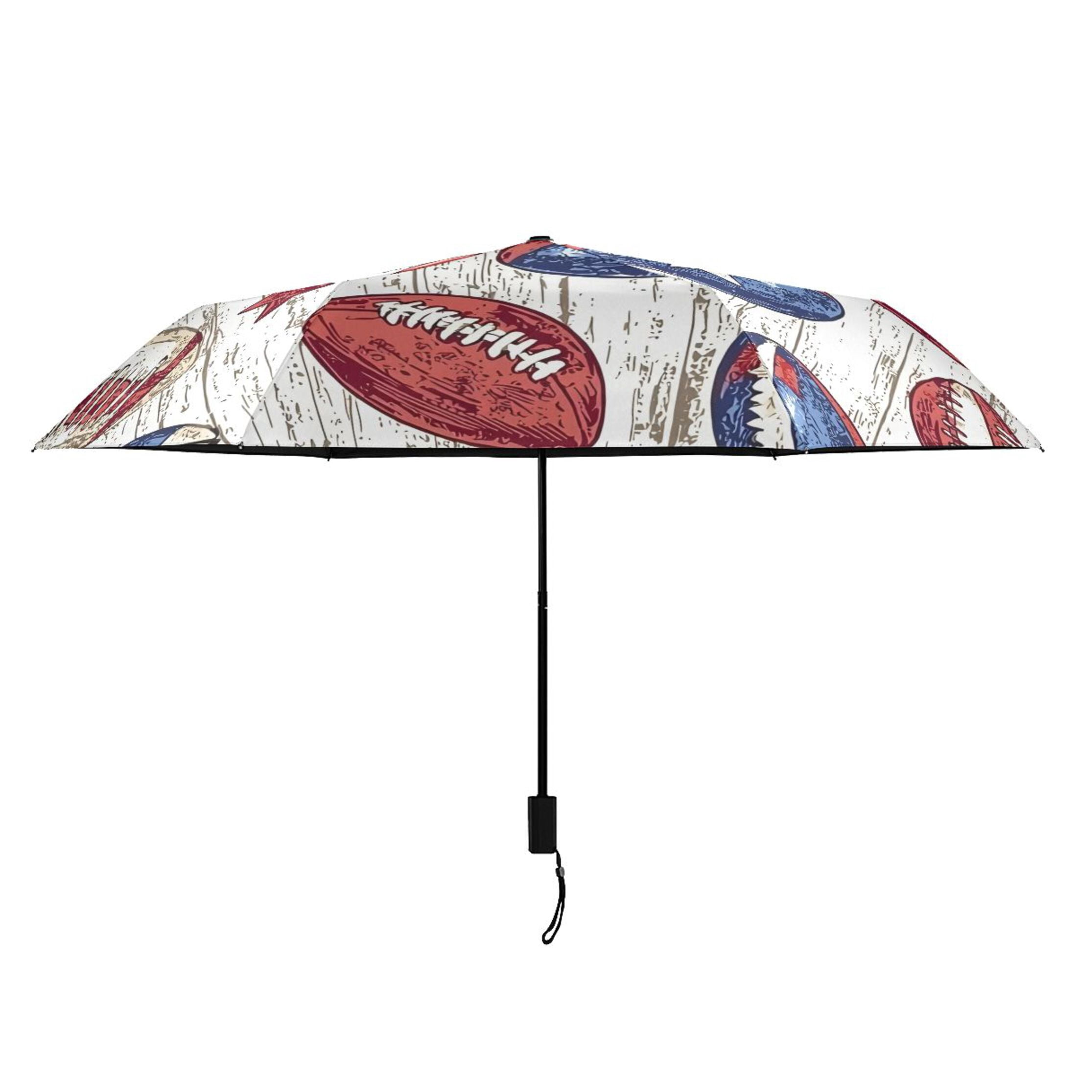 ALAZA American Rugby Football UPF 50+ Compact Folding Umbrella for Rain Travel Umbrella Packable